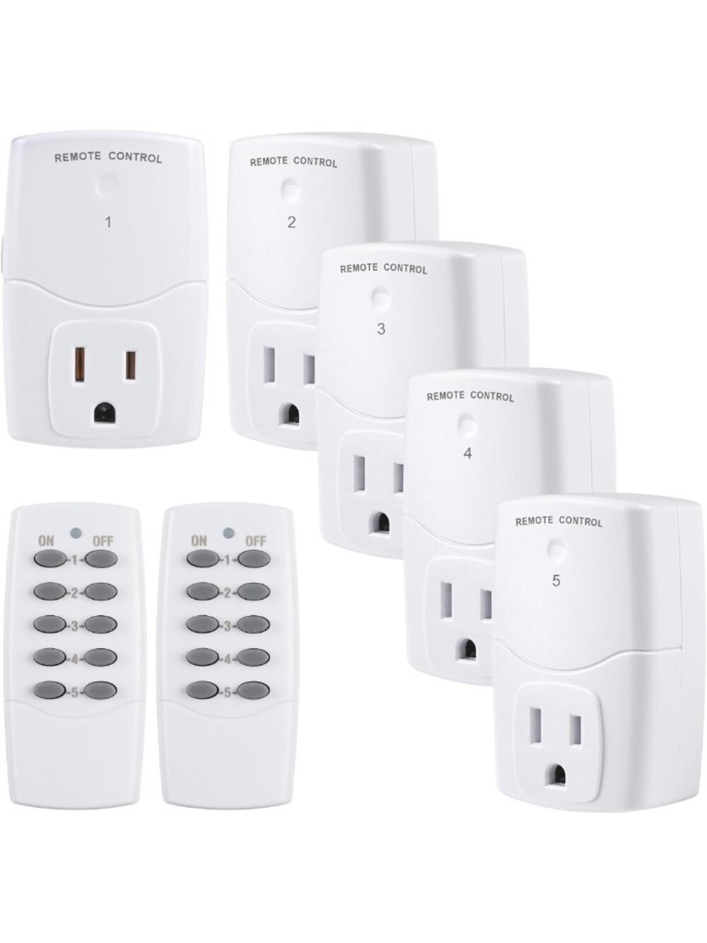 Mini Wireless Remote Control Outlet Switch for Home Appliances - 2 Remotes, 5
